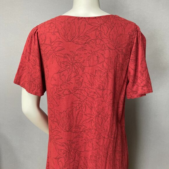 Nicole Miller Dress Linen Blend Short Sleeve Tropical Floral V-Neck Women Medium - Picture 4 of 12